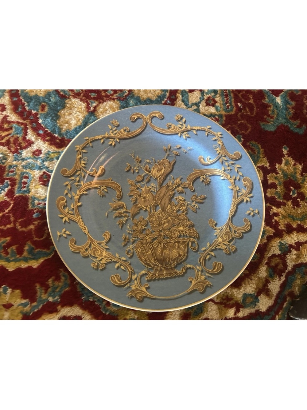 4 American Atelier At Home Blue Jardiniere Dessert Plates 5240 In Box - Picture 6 of 9